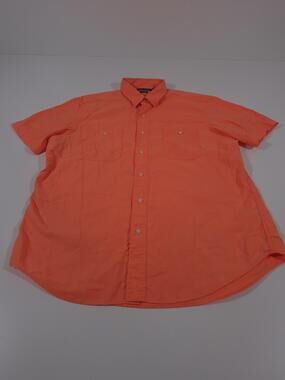 Polo Ralph Lauren Shirt Mens L Orange Solid Classic Fit Short Sleeve Button Up